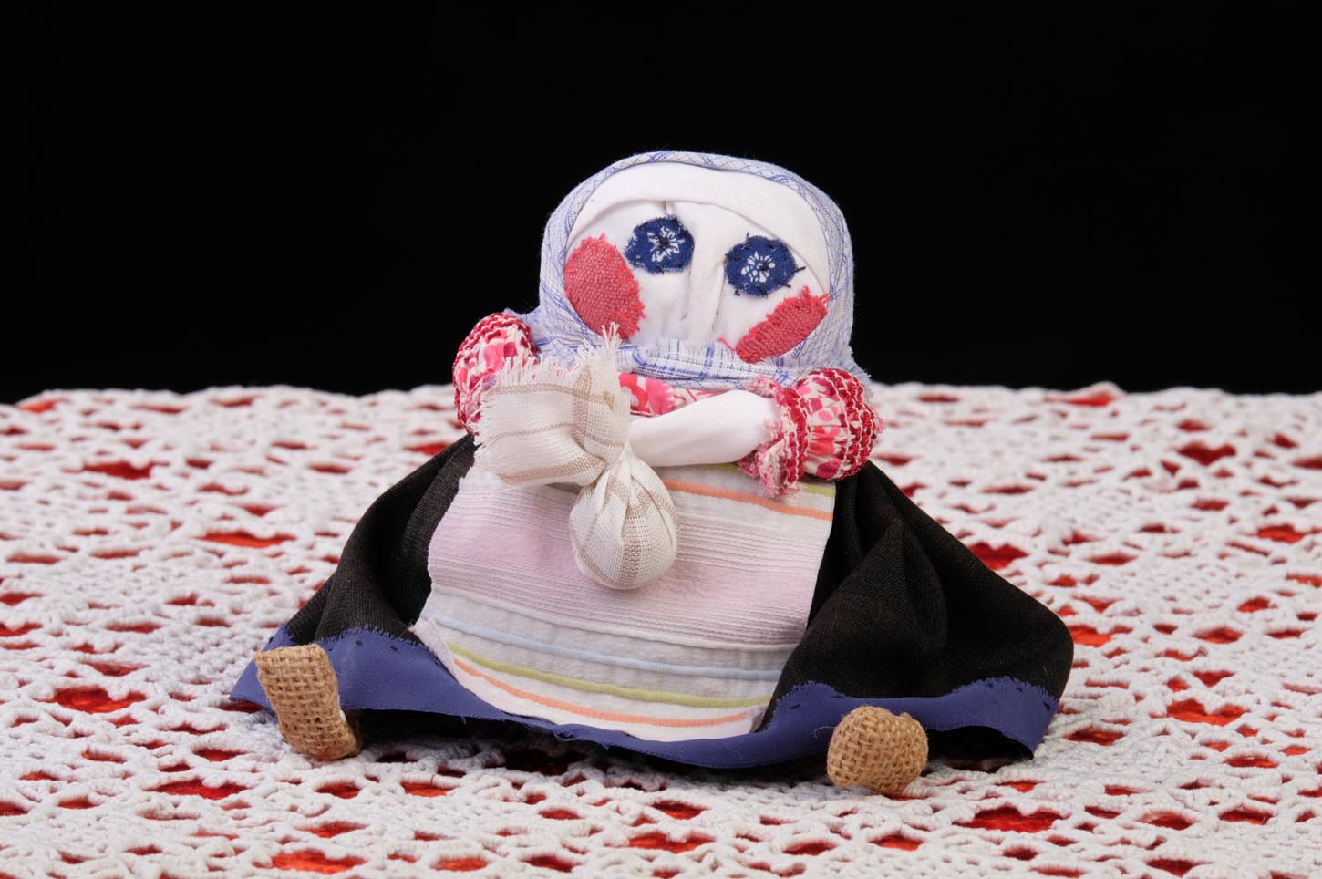 Кукла-мешочек
  Бабушка с узелком
  
  
  Ситец,
  мешковина, лен, 31 см, кукла-мешочек